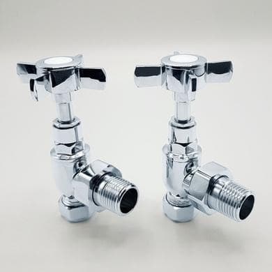 ONLY OPENED - Chrome Traditional Angled Radiator Valves