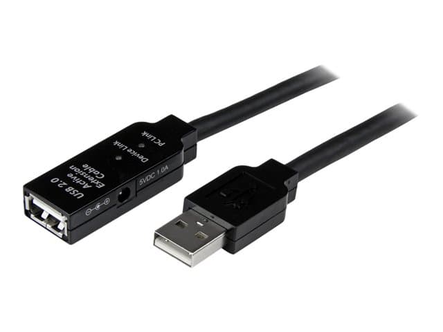 STARTECH.COM - StarTech 20m USB 2.0 Active Extension Cable - M/F - USB extension cable - USB (M) to USB (F) - USB 2.0 - 66 ft - active - black - USB2AAEXT20M - USB extension cable - USB to USB - 20 m