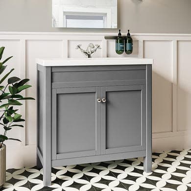 ONLY OPENED - Avebury 800mm Vanity Unit & Basin - Matt Grey