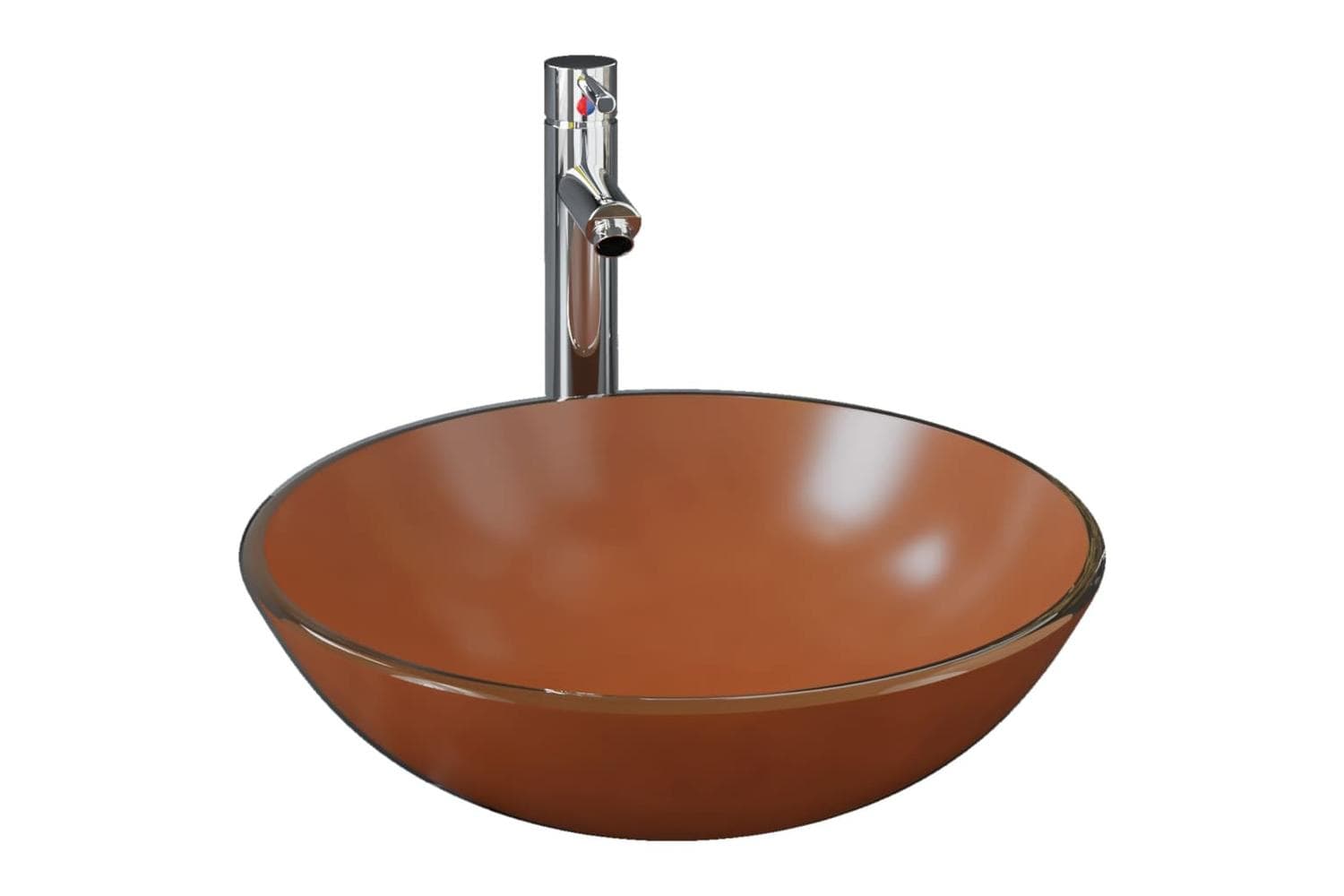 Vidaxl 3098458 Bathroom Sink With Tap And Push Drain Brown Tempered Glass