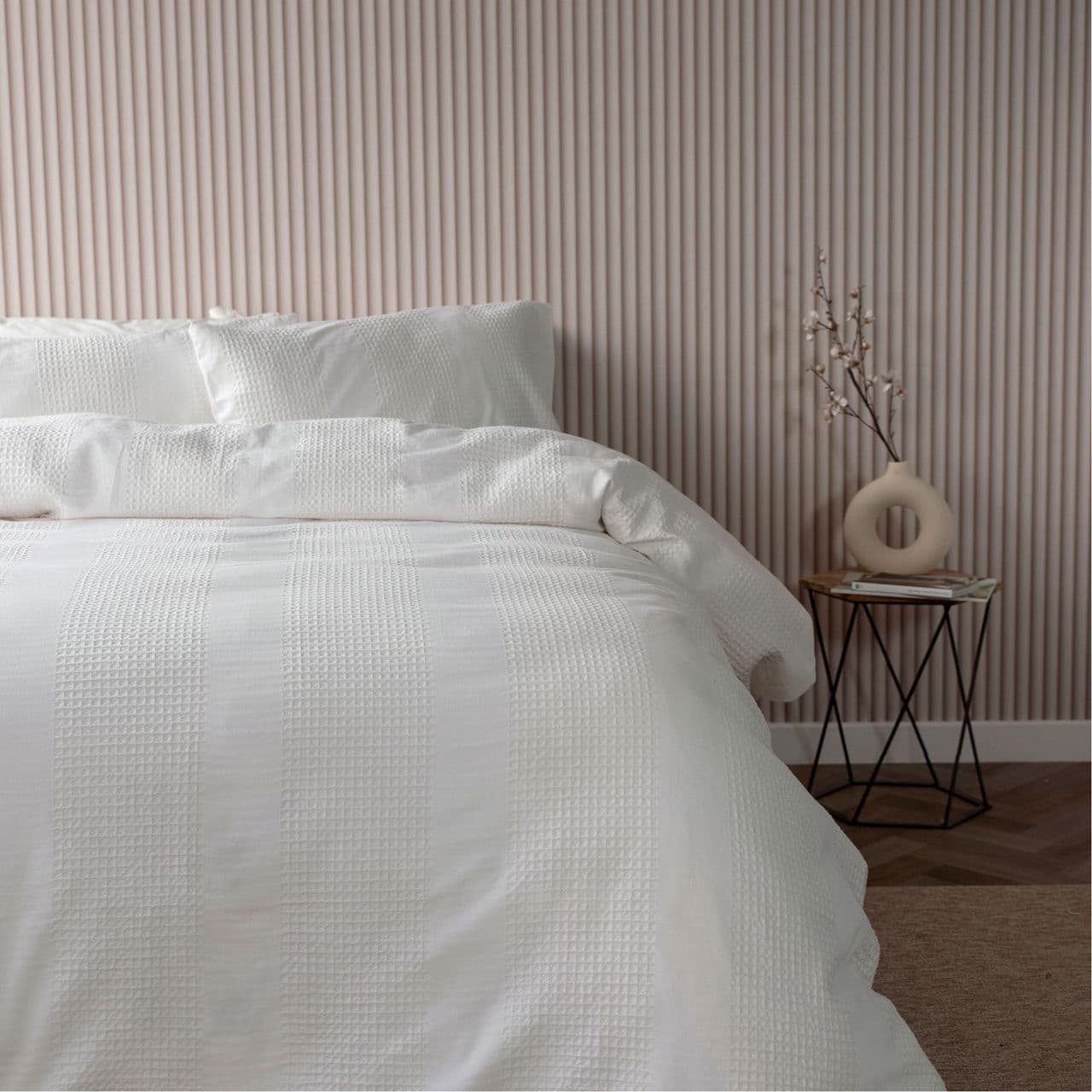 Waffle Stripe Coordinated Bedding Vanilla