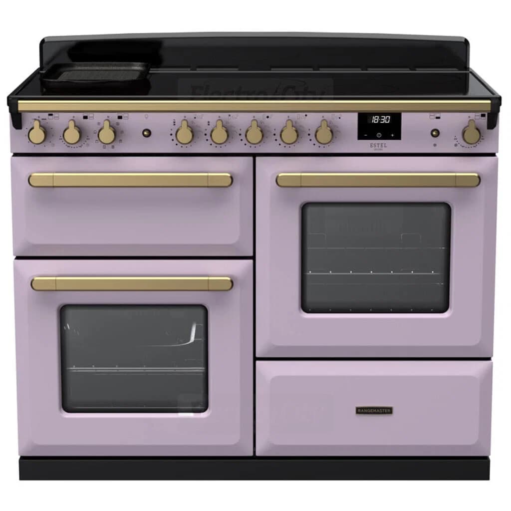 Rangemaster Estel Deluxe 110cm Induction Range Cooker | Heather with Brass Trim