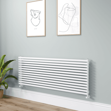 Ravello Linea White Square Designer Radiator 585x1600mm Single Panel 4266 BTU - Horizontal Bars