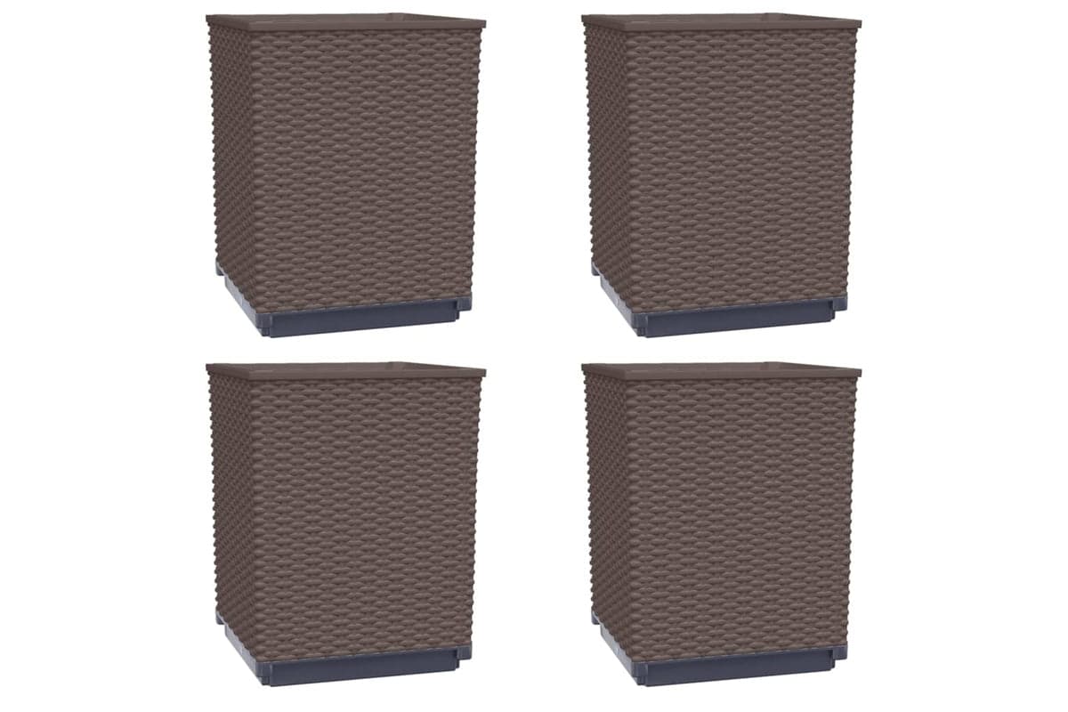 vidaXL 364189 Planters 4 Pcs Brown 30x30x37cm Polypropylene