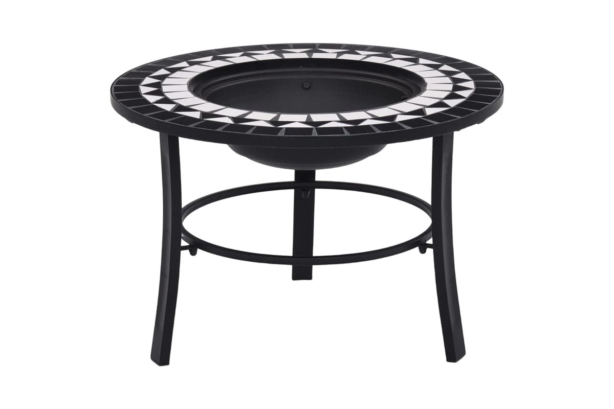 Vidaxl 46721 Vidaxl Mosaic Fire Pit Black And White 68cm Ceramic