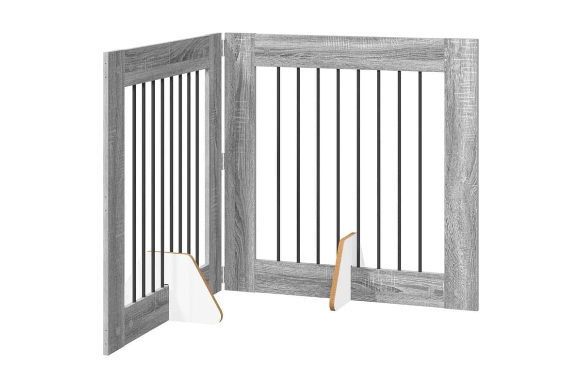Vidaxl Foldable Dog Gate With Stands 2 Pcs Grey Sonoma 1605 Cm