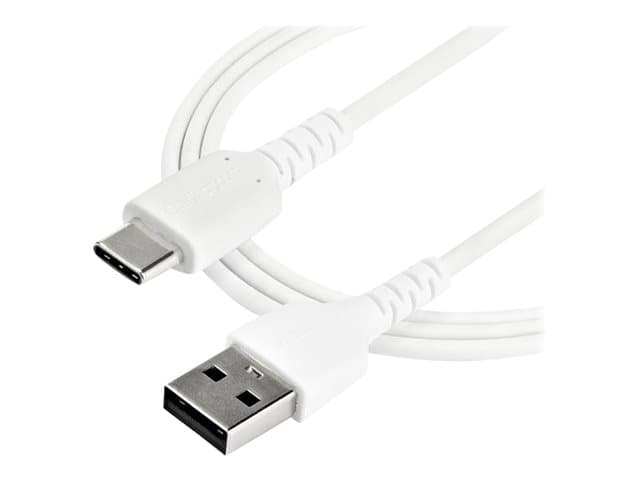 STARTECH.COM - StarTech 1m USB A to USB C Charging Cable, Durable Fast Charge & Sync USB 2.0 to USB Type C Data Cord, Rugged TPE Jacket Aramid Fiber M/M 3A White, Samsung S10, S20, iPad Pro, Pixel - Heavy Duty and Rugged - USB cable - USB (M) straight to USB-C (M) strai