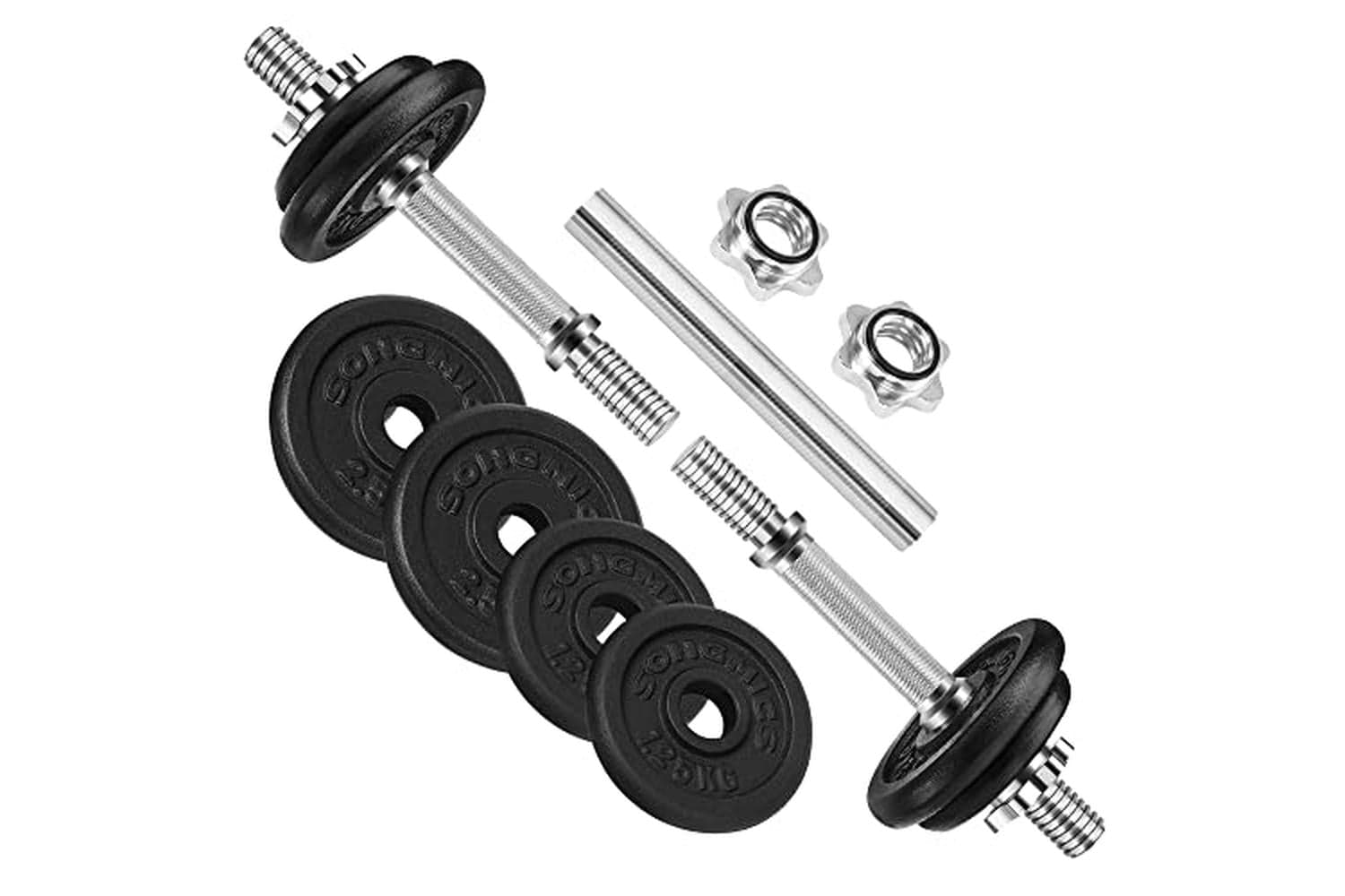 Songmics 2-in-1 Dumbbells Set | Cast Iron | 2 X 10 Kg Adjustable Weights