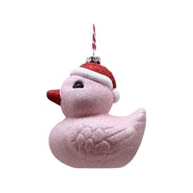 Glitter Duck With Santa Hat Tree Decoration
