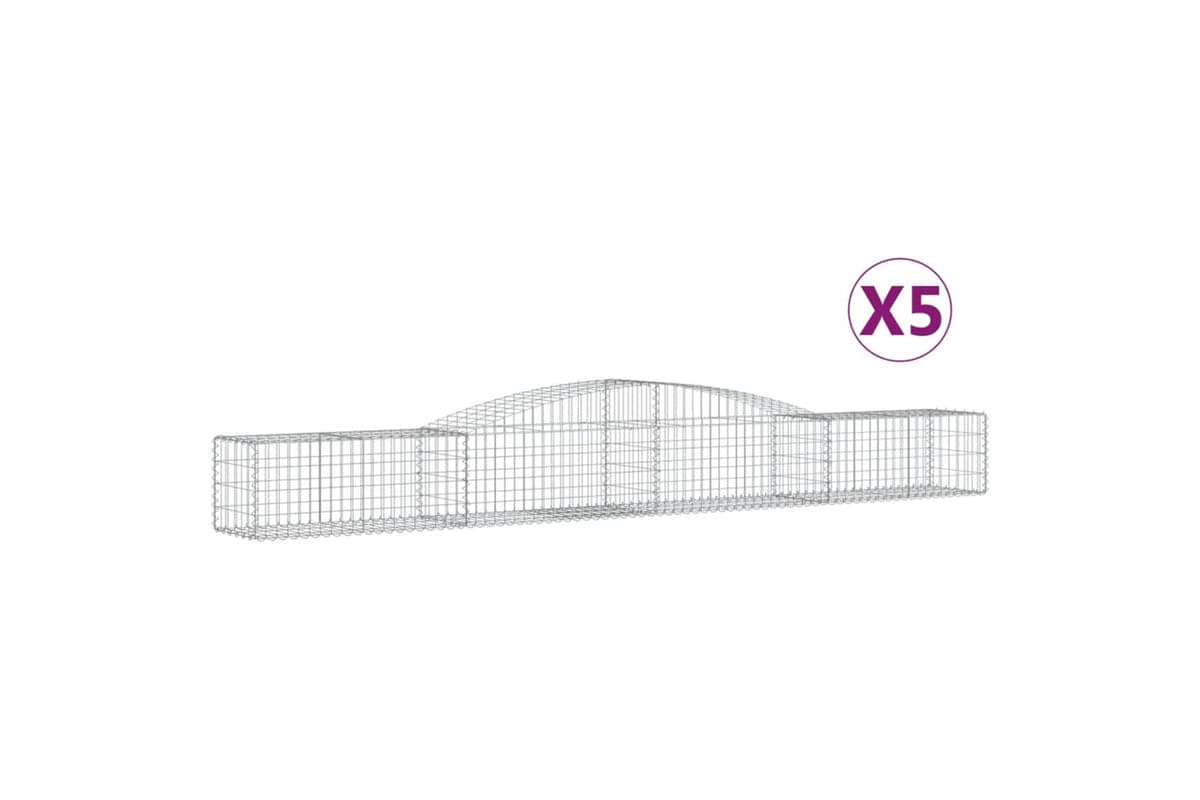 vidaXL 3146960 Arched Gabion Baskets 5 Pcs 400x50x40/60cm Galvanised Iron