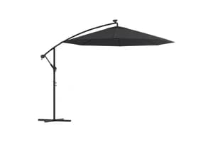 Vidaxl 47136 Cantilever Umbrella With Led Lights And Steel Pole 300 Cm Black