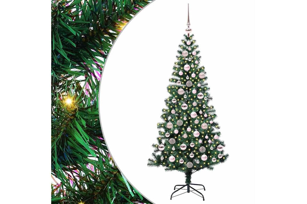 Vidaxl Artificial Pre-lit Christmas Tree Green 180 Cm Pvc And Metal