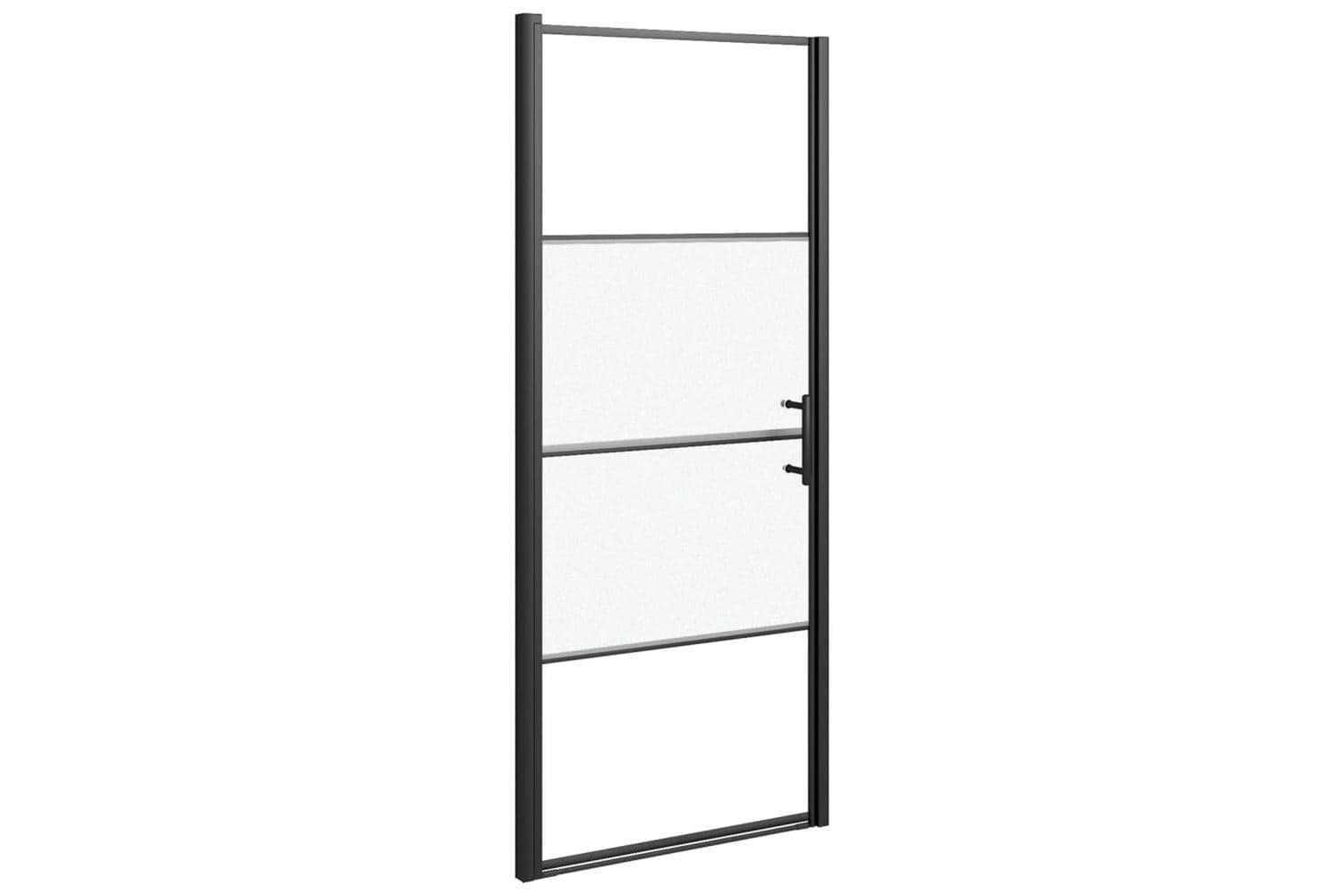 Vidaxl 151866 Shower Door 91x195 Cm Half Frosted Tempered Glass Black