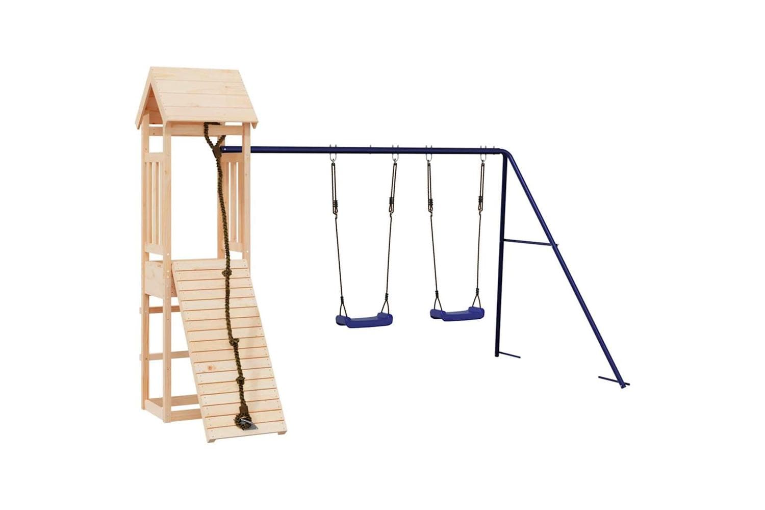 Vidaxl 3155816 Playhouse With Climbing Wall Swings Solid Wood Pine