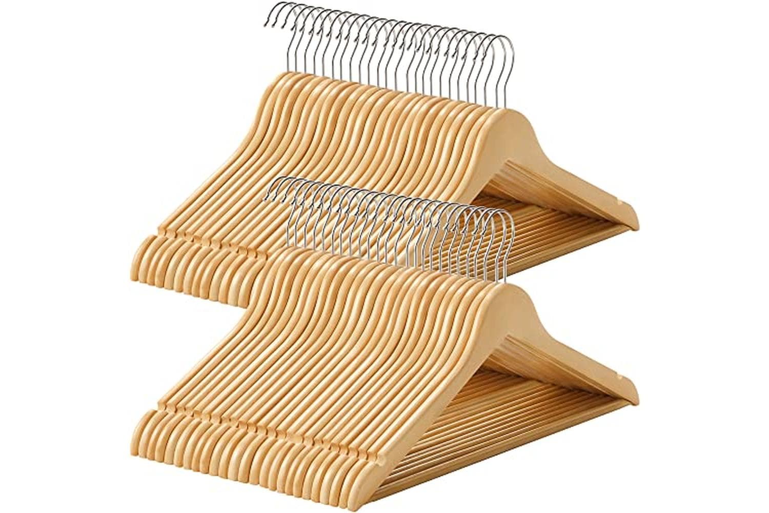 Songmics Adult Maple Wood Coat Hangers | Clothes Storage | Natural | 44.5 Cm