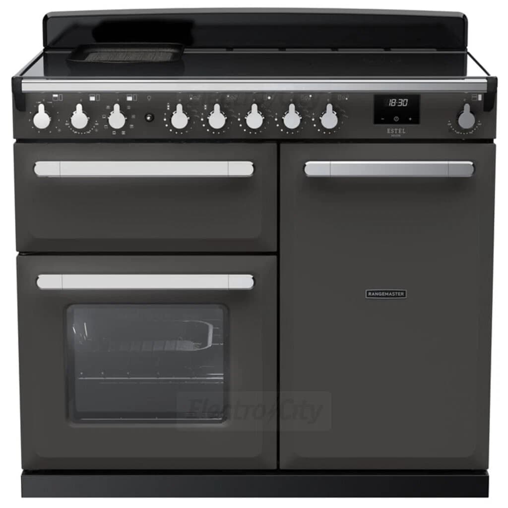 Rangemaster Estel Deluxe 100cm Induction Range Cooker | Slate with Chrome Trim