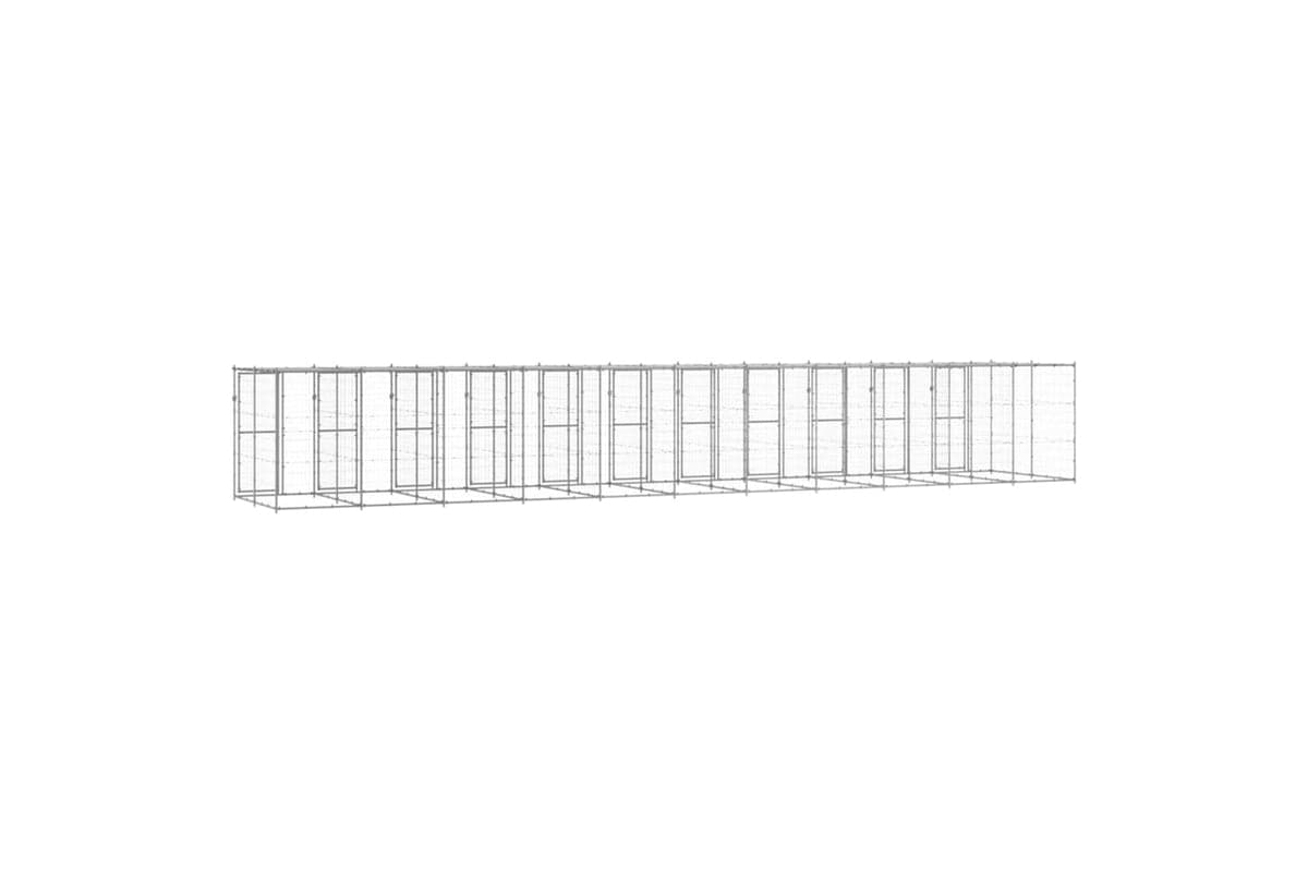 Vidaxl 3082281 Outdoor Dog Kennel Galvanised Steel With Roof 29.04 M2