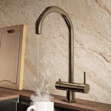 Antique Brass 3 in 1 Instant Boiling Hot Kitchen Mixer Round Tap with 3L Boiler - Pronto Vesta