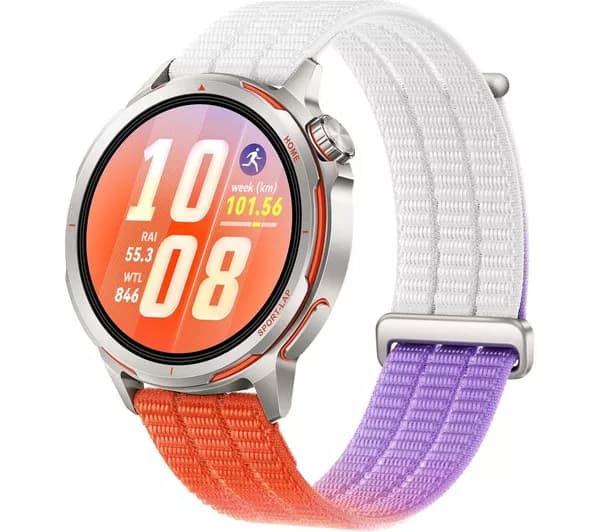 HUAWEI Watch GT Runner 2 - Titanium with Dawn Orange Woven Strap, 43.5 mm