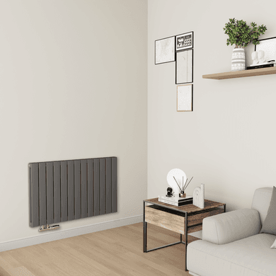 Eco Eleganza Anthracite Horizontal Flat Aluminium Middle Connection Radiator 600x975mm Double Panel 3973 BTU