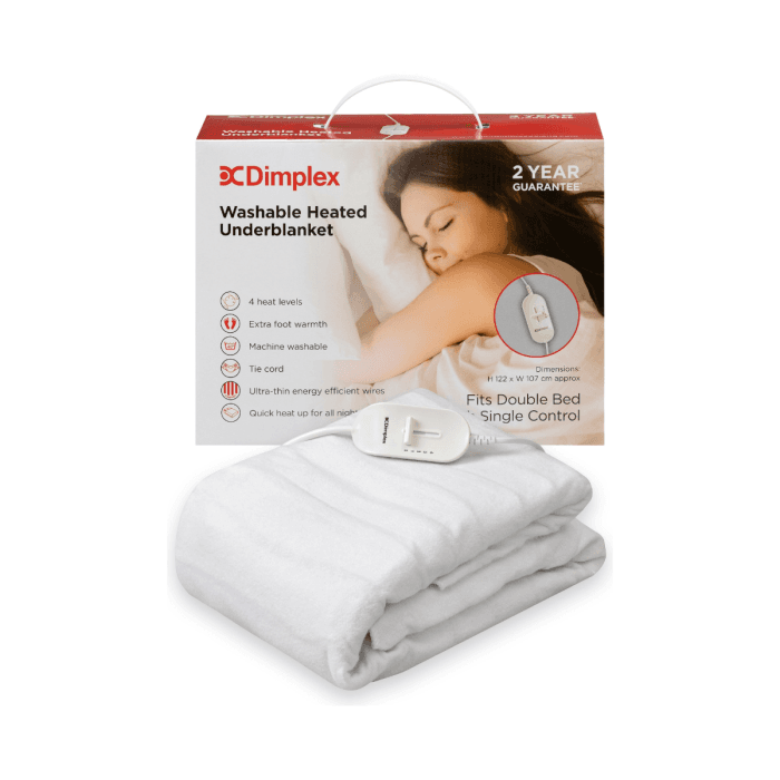 Dimplex DUB1002, Double Washable Electric Underblanket, White