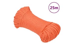 vidaXL 152923 Work Rope Orange 6mm 25 M Polypropylene