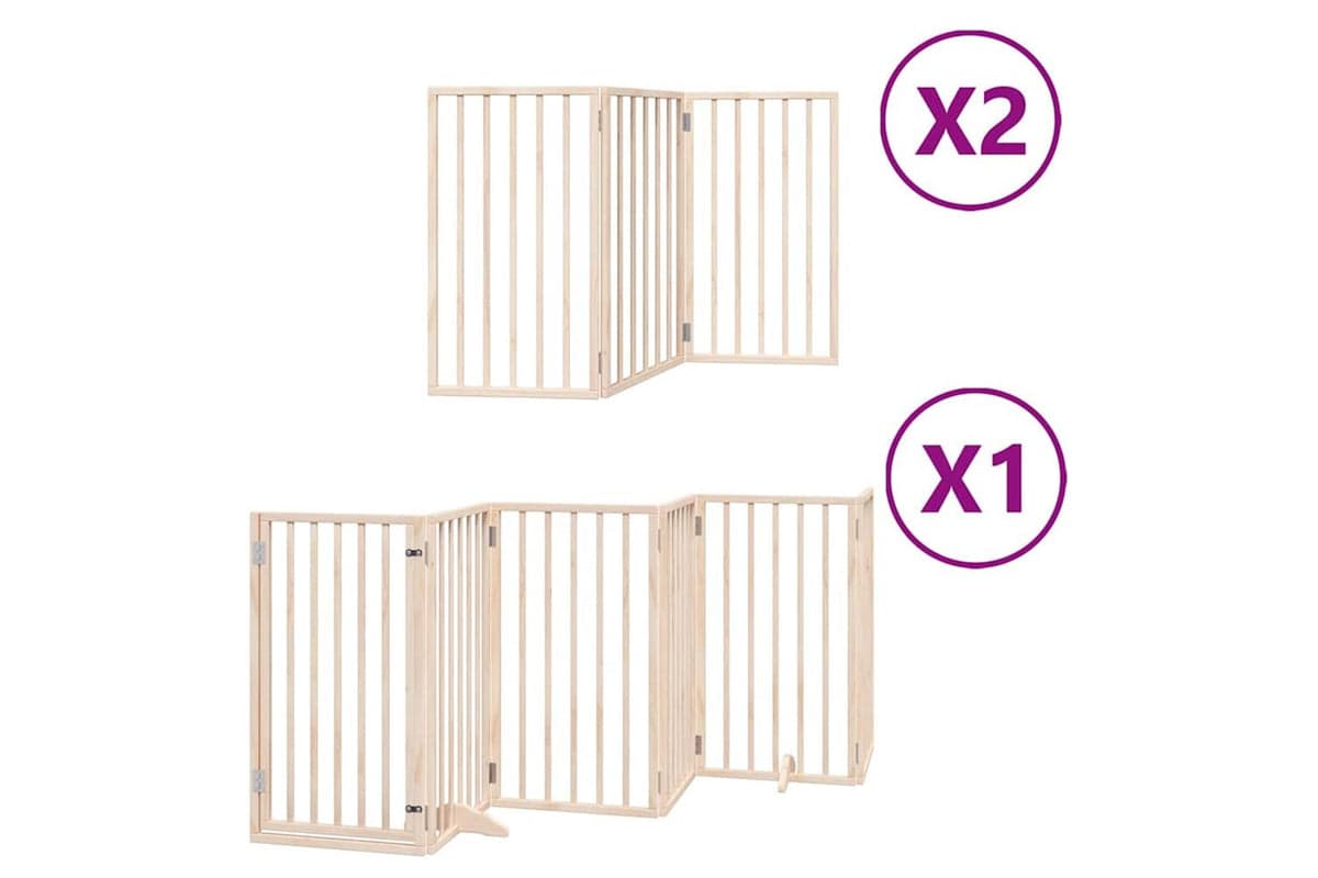 Vidaxl Dog Gate With Door Foldable 12 Panels 600 Cm Poplar Wood