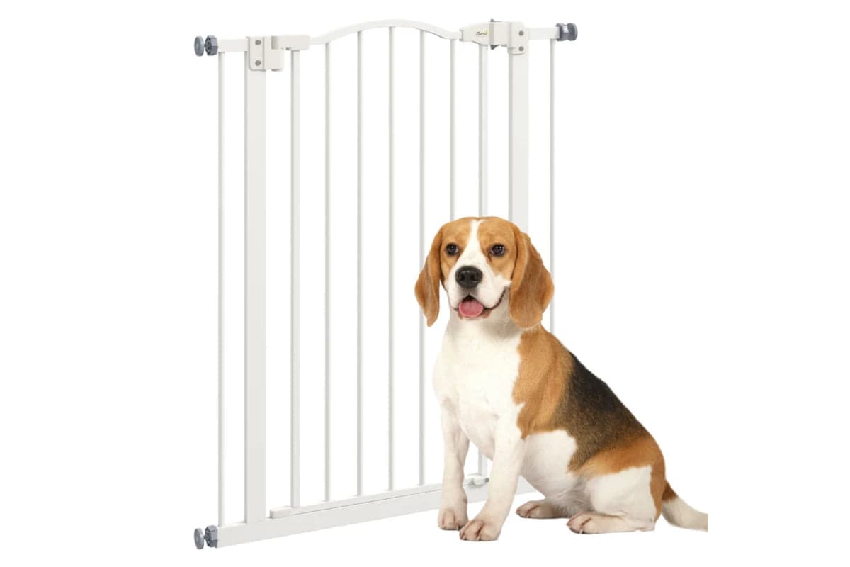PawHut Pressure Fit Dog Stair Gate | White