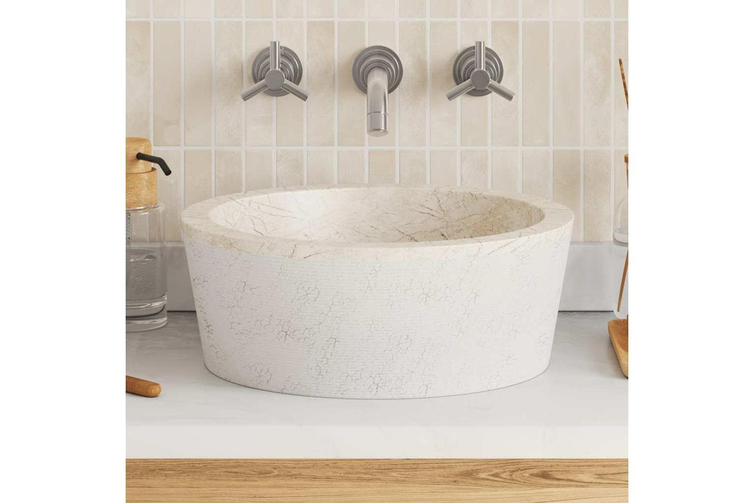 Vidaxl Sink Cream Ã˜40x15 Cm Marble