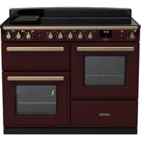 Rangemaster Estel Deluxe 110cm Induction Range Cooker - Bordeaux with Brass Trim | ESDLO110EIPBOR/AB1