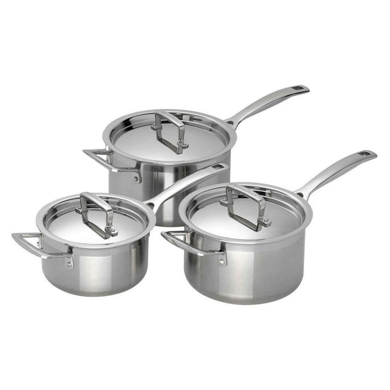 Three-Piece 3-Ply Stainless Steel Saucepan Set