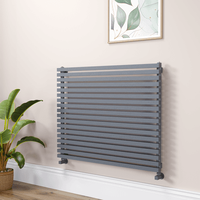 Ravello Linea Dark Grey Anthracite Square Designer Radiator 810x1000mm Single Panel 3860 BTU - Horizontal Bars