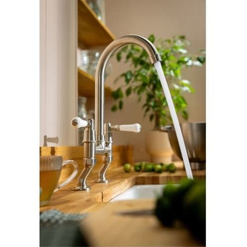 Abode Keswick Bridge Traditional Mixer Tap - Brushed Brass