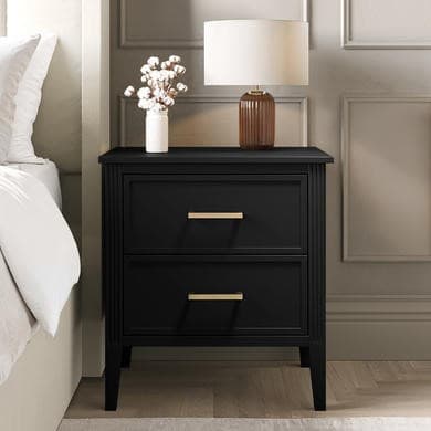 ONLY OPENED - Black 2 Drawer Bedside Table - Delilah