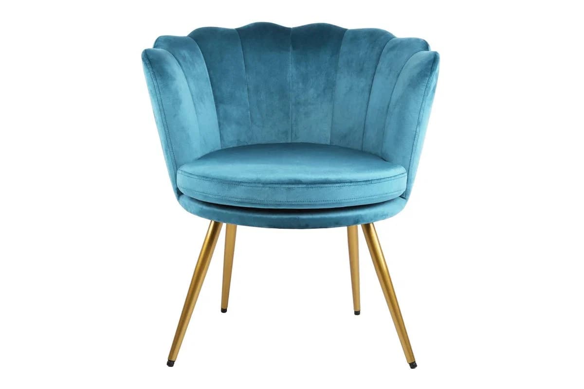 Genesis Flora Accent Chair | Petal Back Scallop | Velvet | Teal