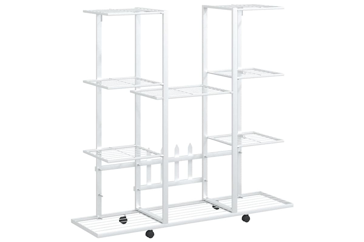 vidaXL 343122 Flower Stand With Wheels 94.5x24.5x91.5cm White Iron