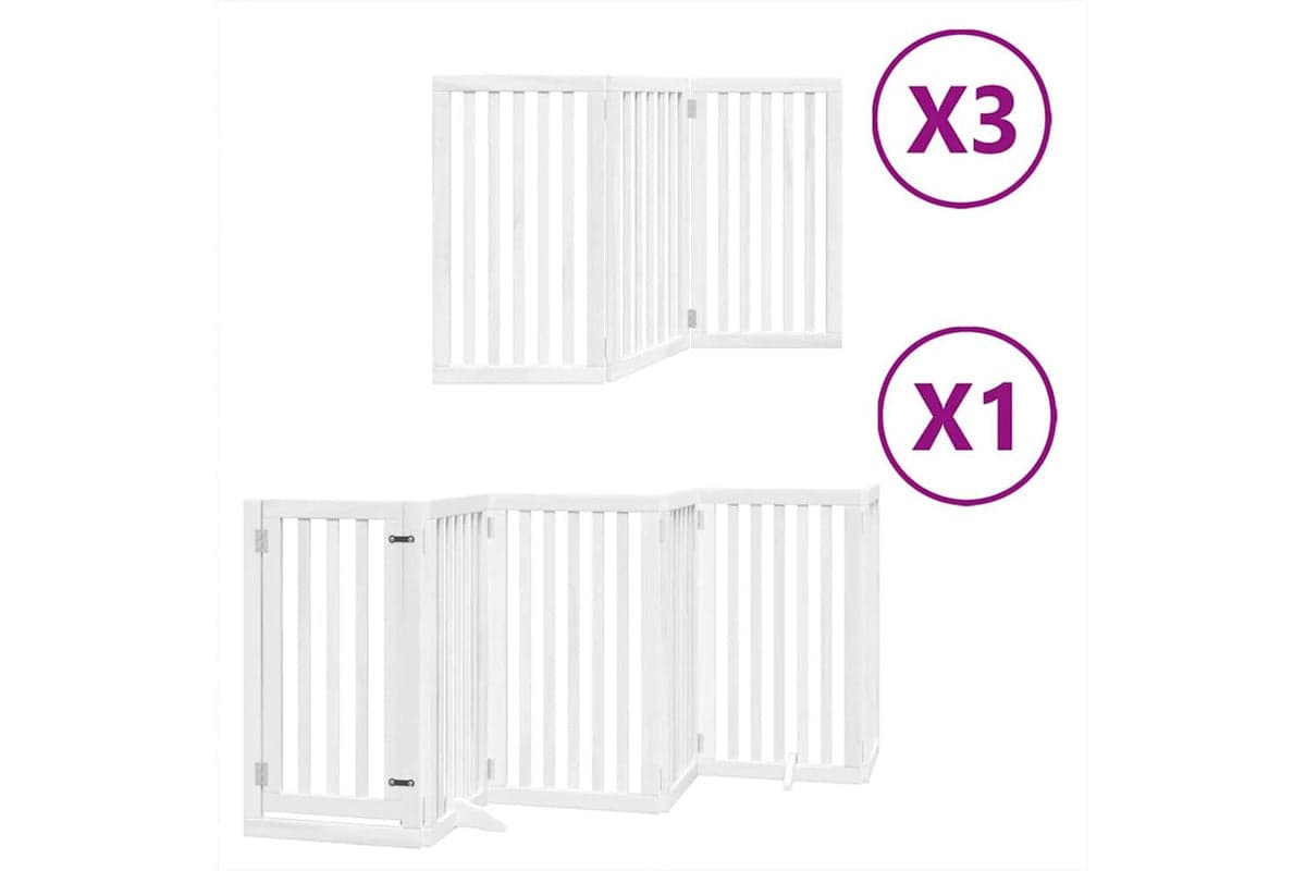 Vidaxl Dog Gate With Door Foldable 15 Panels White 750 Cm Poplar Wood