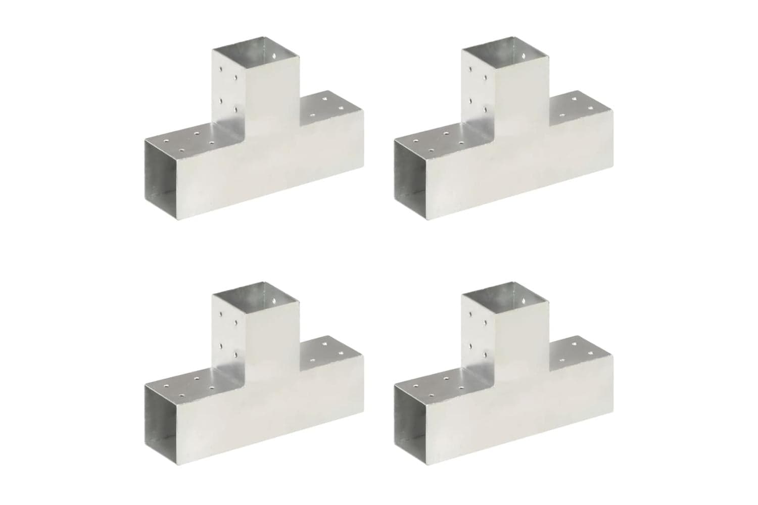 vidaXL 145464 Post Connectors 4 Pcs T Shape Galvanised Metal 81x81mm