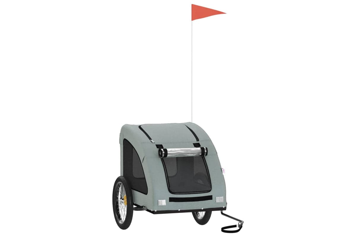 Vidaxl 93965 Pet Bike Trailer Grey Oxford Fabric And Iron