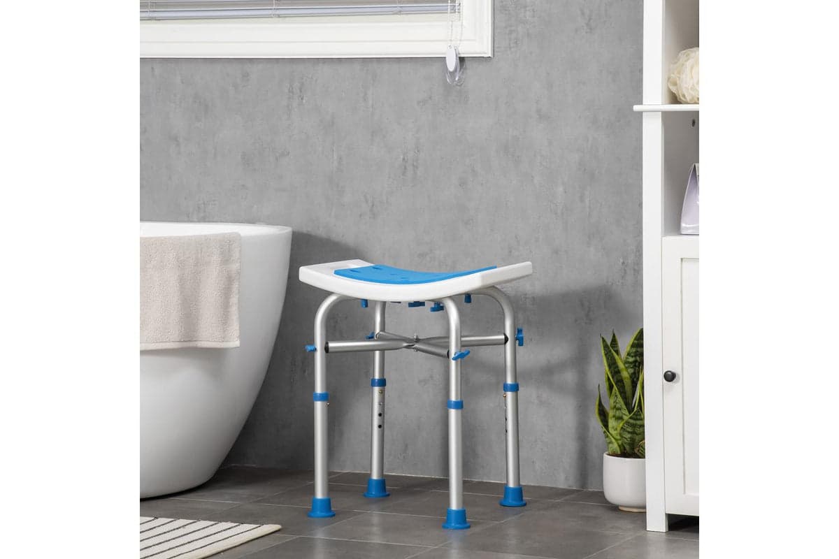 Homcom 713-115BU Adjustable Padded Shower Stool | Blue