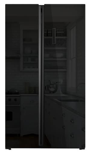 Powerpoint American Style Fridge Freezer - Black Glass | P9917SKBLG-E