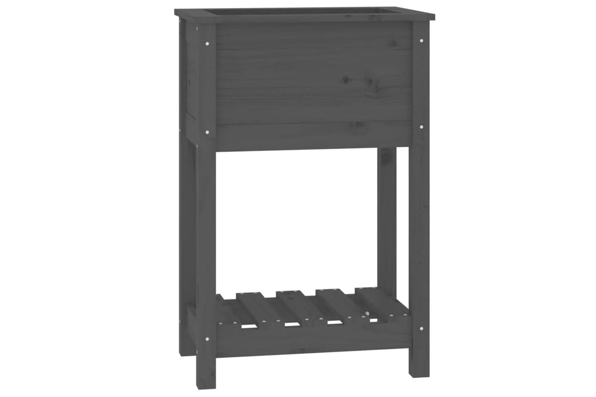 vidaXL 823754 Planter With Shelf Grey 54x34.5x81cm Solid Wood Pine