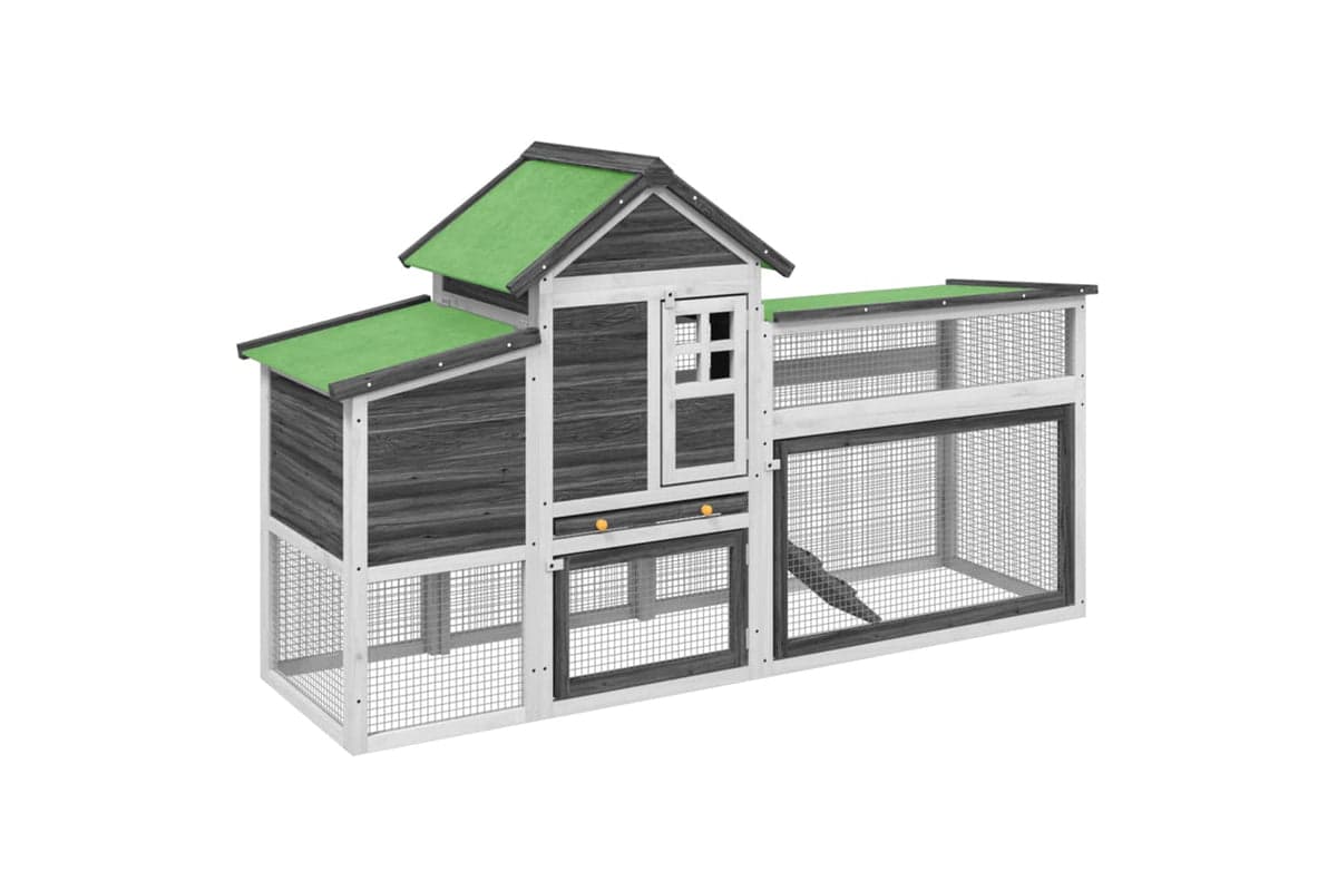 vidaXL 172229 Chicken Coop Grey 186.5x58.5x113cm Solid Wood Pine