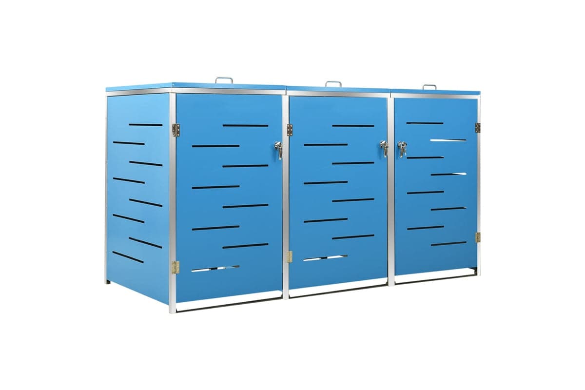 vidaXL Triple Wheelie Bin Shed 207x77.5x112.5cm Stainless Steel