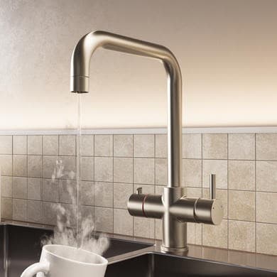 ONLY OPENED - Nickel 3 in 1 Square Spout Boiling Water Tap- Pronto Vesta