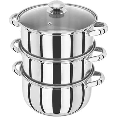 Judge Essentials HX04 22cm 3 Tier Glass Lid Steamer Set