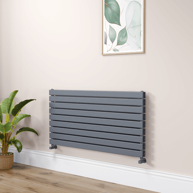 Riace Linea Dark Grey Anthracite Flat Designer Radiator 630x1200mm Double Panel 4386 BTU - Horizontal Bars