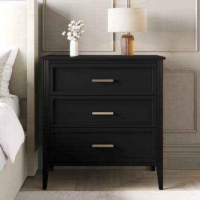 Black 3 Drawer Chest of Drawers - Delilah