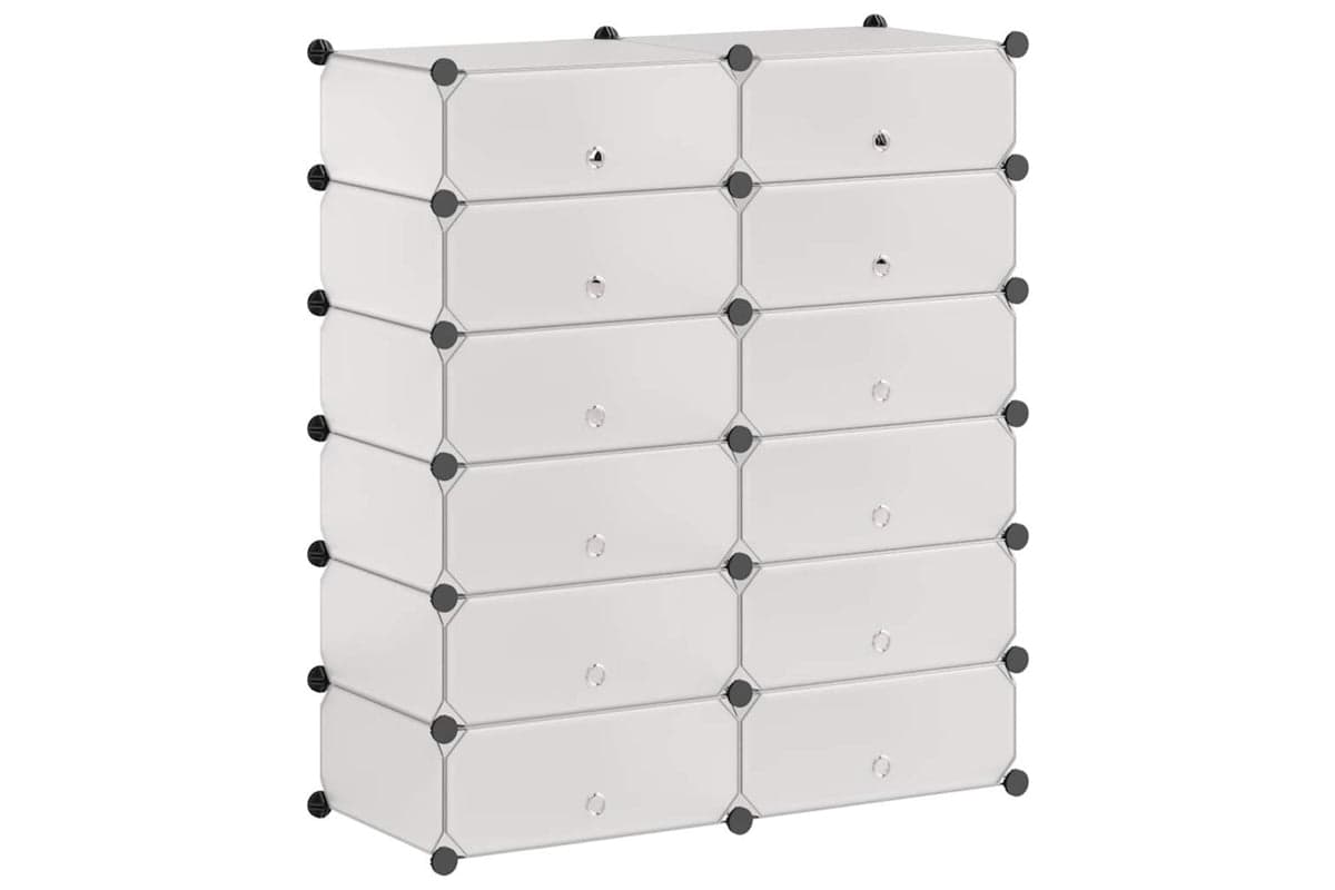 Vidaxl 244921 Interlocking Shoe Organiser With 12 Compartments White
