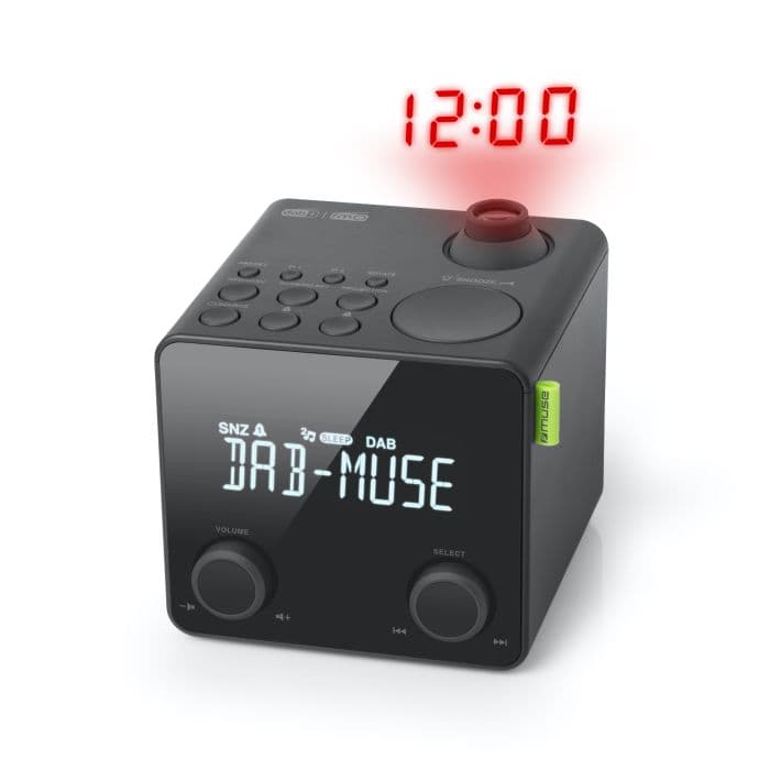 Muse M189CDB, Projection Clock Radio, Black